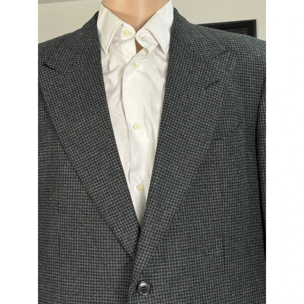 Tom Ford Gray Houndstooth Tweed Peak Lapel Blazer Sportcoat 54 44R Windsor